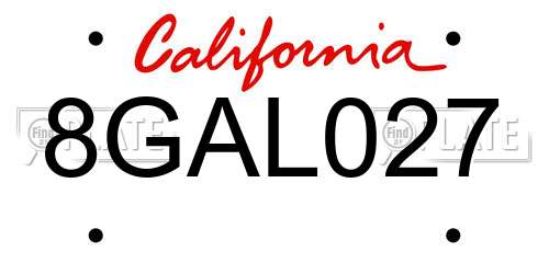 8GAL027 California License Plate