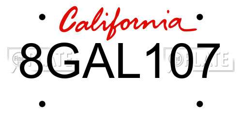 8GAL107 California License Plate