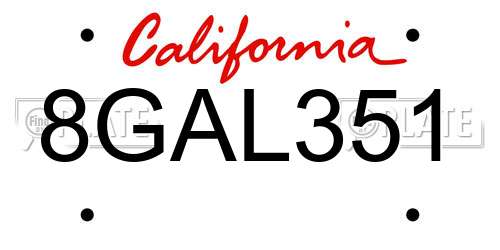 8GAL351 California License Plate