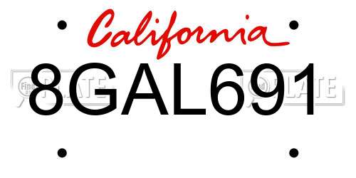 8GAL691 California License Plate
