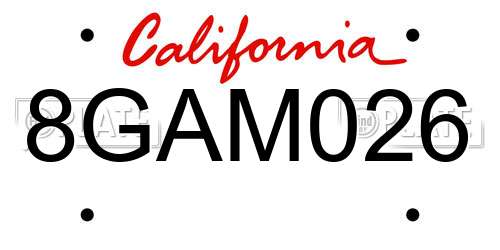 8GAM026 California License Plate