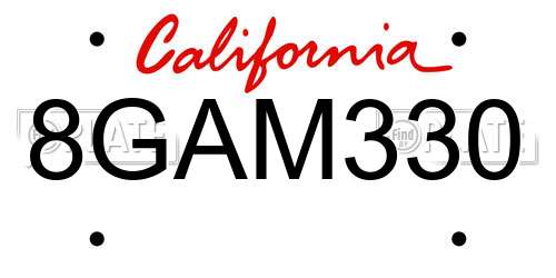 8GAM330 California License Plate