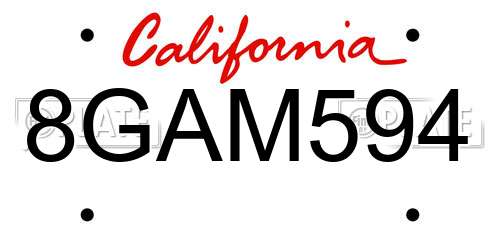 8GAM594 California License Plate