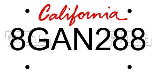 8GAN288 California License Plate