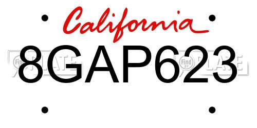 8GAP623 California License Plate