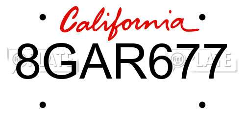 8GAR677 California License Plate