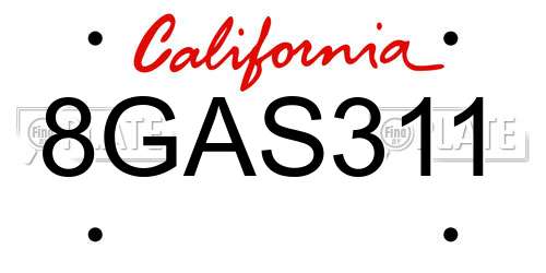 8GAS311 California License Plate