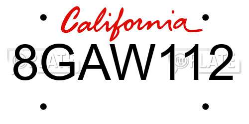 8GAW112 California License Plate
