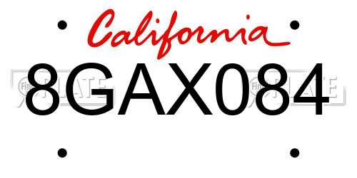 8GAX084 California License Plate