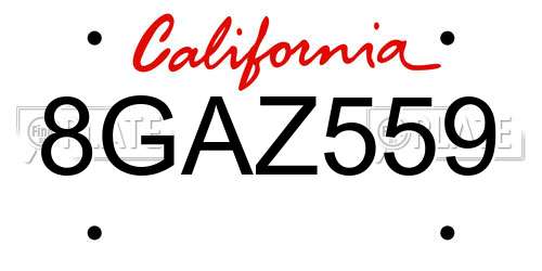 8GAZ559 California License Plate