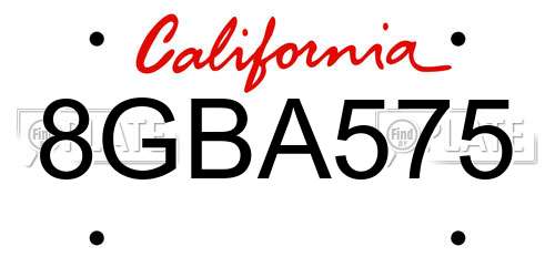 8GBA575 California License Plate