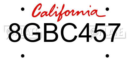 8GBC457 California License Plate