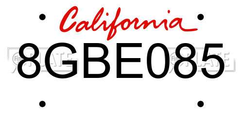 8GBE085 California License Plate