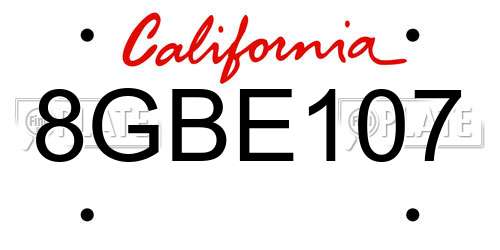 8GBE107 California License Plate