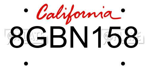 8GBN158 California License Plate