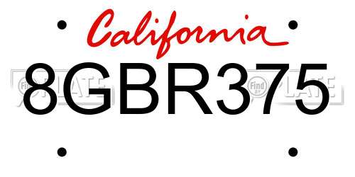 8GBR375 California License Plate
