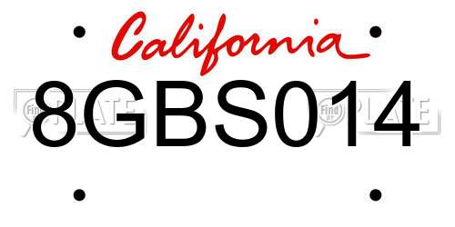 8GBS014 California License Plate