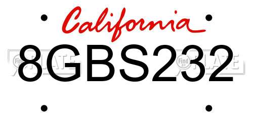 8GBS232 California License Plate