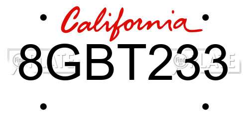 8GBT233 California License Plate
