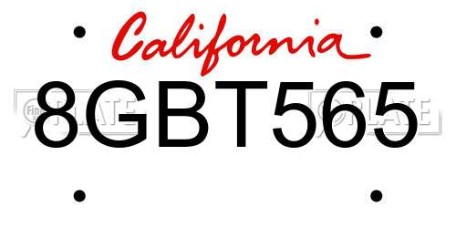 8GBT565 California License Plate
