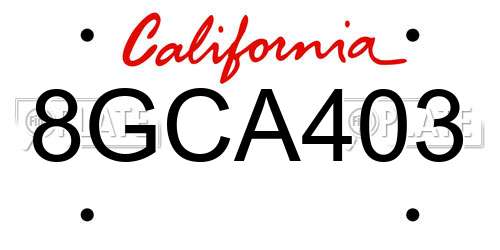 8GCA403 California License Plate