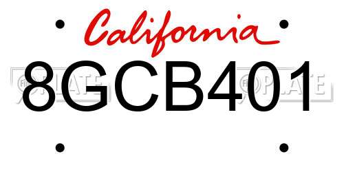 8GCB401 California License Plate