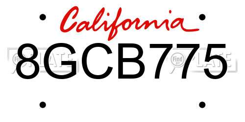 8GCB775 California License Plate