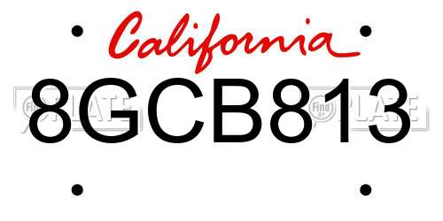 8GCB813 California License Plate