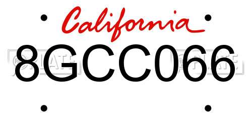 8GCC066 California License Plate