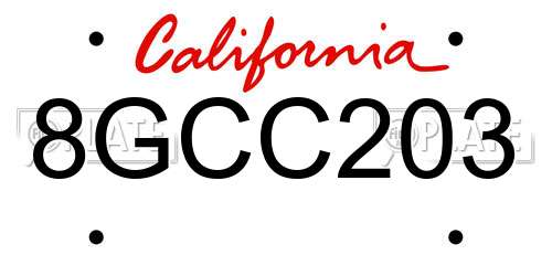 8GCC203 California License Plate