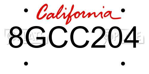 8GCC204 California License Plate