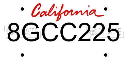 8GCC225 California License Plate