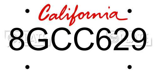 8GCC629 California License Plate