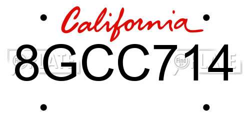 8GCC714 California License Plate