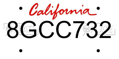 8GCC732 California License Plate