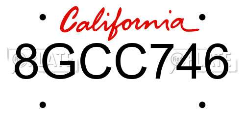 8GCC746 California License Plate