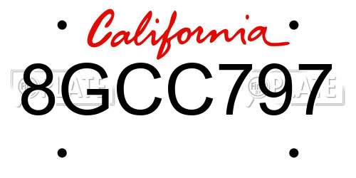 8GCC797 California License Plate
