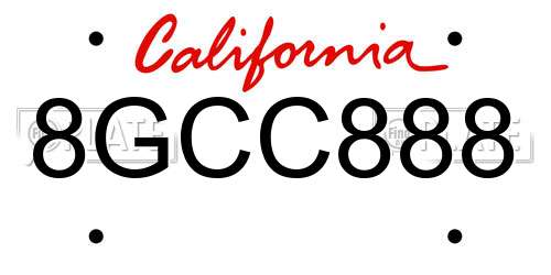 8GCC888 California License Plate