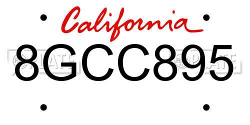 8GCC895 California License Plate