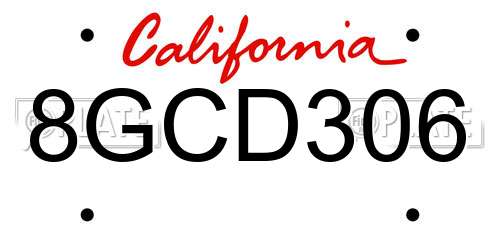 8GCD306 California License Plate