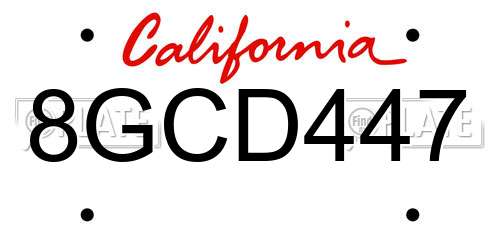 8GCD447 California License Plate