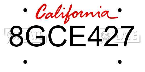 8GCE427 California License Plate