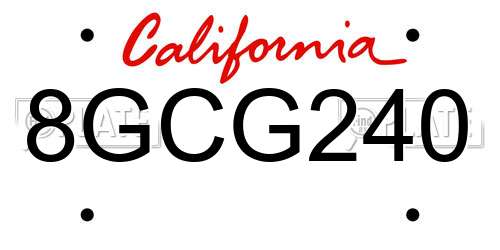 8GCG240 California License Plate