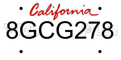 8GCG278 California License Plate