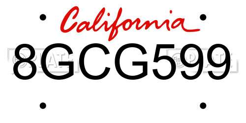 8GCG599 California License Plate