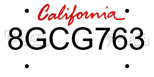 8GCG763 California License Plate