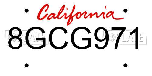 8GCG971 California License Plate