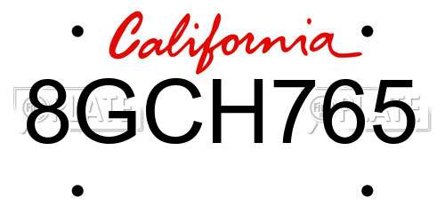 8GCH765 California License Plate