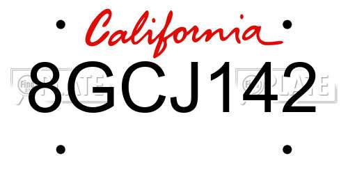 8GCJ142 California License Plate