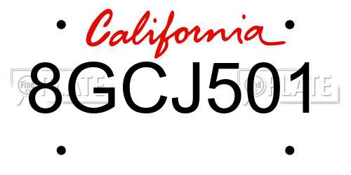 8GCJ501 California License Plate